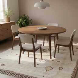 Handmade Moroccan Wool Rug Modern Berber Kilim, Cream & Brown - thumbnail 4