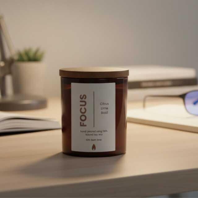 Well-Being Focus Candle - Energising Aromatherapy Scented Soy Wax For Concentration, Mental Clarity & Productivity - image 1