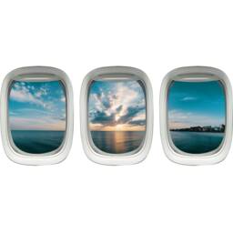 Vwaq Airplane Window Vinyl Stickers - 3D Ocean View Wall Decals - Ppw45 - thumbnail 2