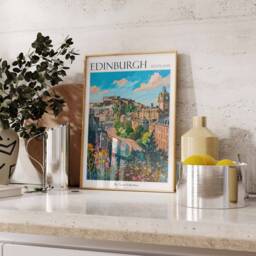 Edinburgh Scotland Travel Poster Botanical City Art Print - thumbnail 2