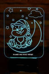 Bear On The Moon, Personalized 3D Illusion Smart App Control Night Light Bluetooth, Music, 7&16M Color Mobile App, Made in UK - thumbnail 1