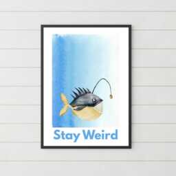 Angler Fish Art Print Quirky Marine Life Wall Decor A4 Fishing Print - thumbnail 3