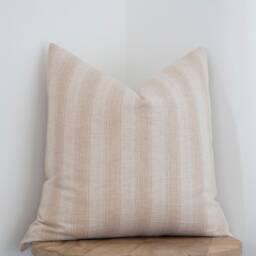 Reese -- Beige Stripe Pillow Cover Tan Modern Farmhouse Neutral Warm Spring Minimalistic - thumbnail 2