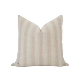 Reese -- Beige Stripe Pillow Cover Tan Modern Farmhouse Neutral Warm Spring Minimalistic - thumbnail 1