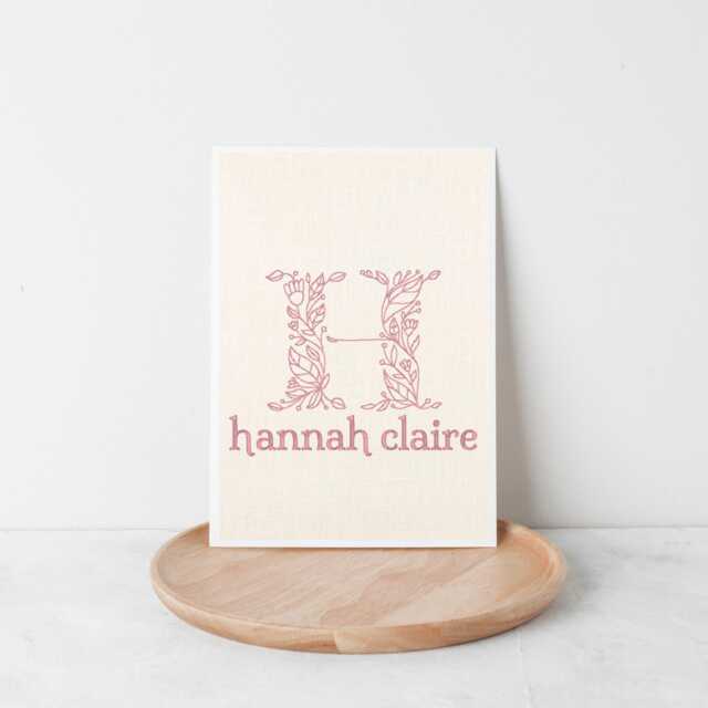 Floral Baby Name Embroidery, Custom Embroidered Gift, Nursery Monogram Wall Art, Personalized Art - image 1