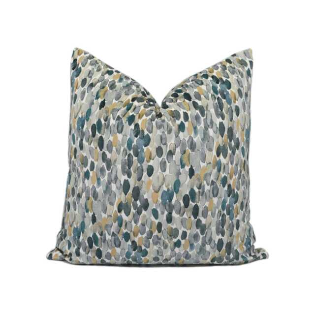 Romo - Orrin Eucalyptus Contemporary Grey Painterly Velvet Cushion Cover Handmade Throw Pillow Designer Home D??cor - image 1