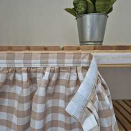 Plaid Vanity Skirt, Shelf Covering Utility Self Adhesive Sink Hook & Loop Skirt - thumbnail 4