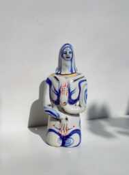 Ceramic Figure Vase - Removable Head & Gold Accents