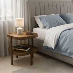 Wood Side Table With Shelf, Oak Or Walnut Bedside - thumbnail 3