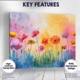Pastel Watercolour Wildflower Garden Floral Meadow Artwork Canvas Wall Art Print Decor Picture Ready To Hang - thumbnail 1