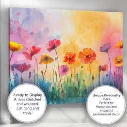 Pastel Watercolour Wildflower Garden Floral Meadow Artwork Canvas Wall Art Print Decor Picture Ready To Hang - thumbnail 3