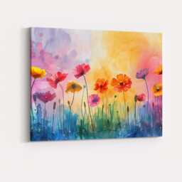 Pastel Watercolour Wildflower Garden Floral Meadow Artwork Canvas Wall Art Print Decor Picture Ready To Hang - thumbnail 4