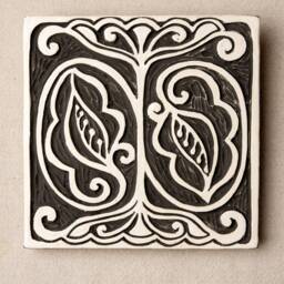 Handmade Ceramic Wall Art - 8 Inch Gemini Floral Bw - Made To Order - thumbnail 3