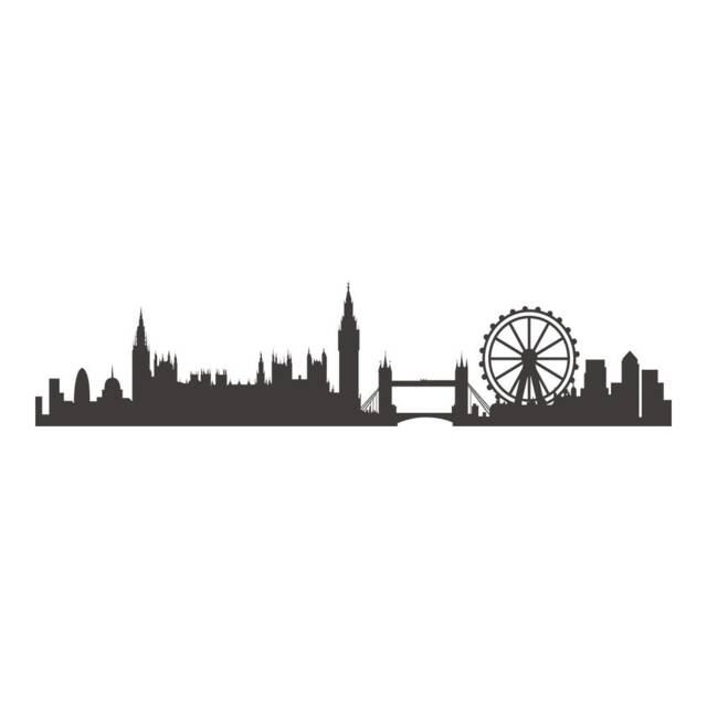 London City Skyline Vinyl Wall Decal - Living Room Mural Sticker Decor, Bedroom Silhouette- 199 - image 1