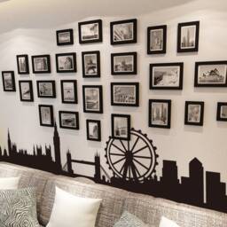 London City Skyline Vinyl Wall Decal - Living Room Mural Sticker Decor, Bedroom Silhouette- 199 - thumbnail 2