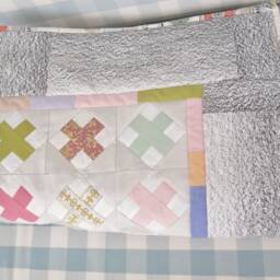 Patchwork Quilt Blanket Modern Baby Bedding, Gray Sateen Cotton - thumbnail 4