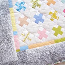Patchwork Quilt Blanket Modern Baby Bedding, Gray Sateen Cotton - thumbnail 2