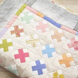 Patchwork Quilt Blanket Modern Baby Bedding, Gray Sateen Cotton - thumbnail 3