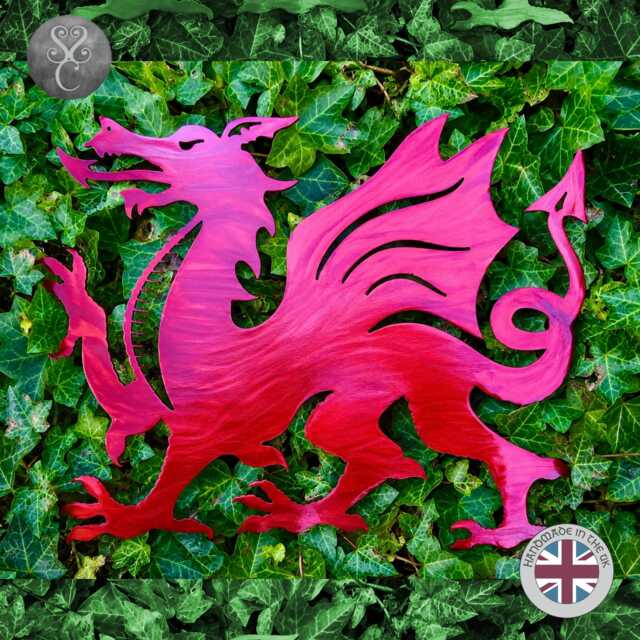 Red Welsh Dragon Metal Wall Art Gift Y Ddraig Goch Cymru Flag Decor Wales Present Memorial Celtic Plaque Christmas 40-60cm - image 1