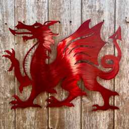 Red Welsh Dragon Metal Wall Art Gift Y Ddraig Goch Cymru Flag Decor Wales Present Memorial Celtic Plaque Christmas 40-60cm - thumbnail 2