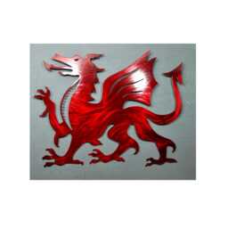 Red Welsh Dragon Metal Wall Art Cymru Flag Decor - 40 Or 60cm - thumbnail 1