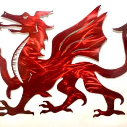 Red Welsh Dragon Metal Wall Art Cymru Flag Decor - 40 Or 60cm - thumbnail 3