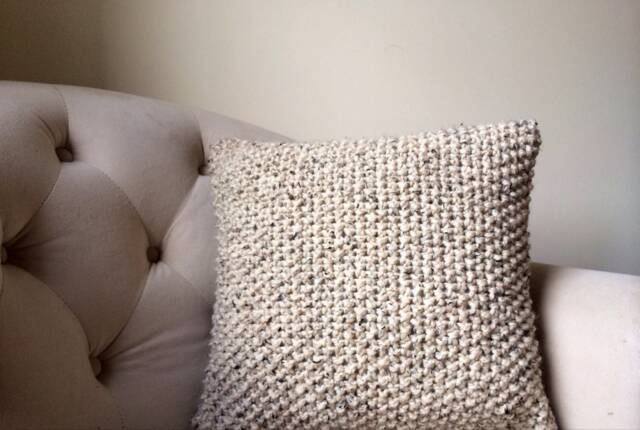 Knit Pillow Cover, Decorative Knitted Throw Pillow, Chunky Oatmeal Cover Handmade in Usa - image 1