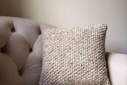 Knit Pillow Cover, Decorative Knitted Throw Pillow, Chunky Oatmeal Cover Handmade in Usa - thumbnail 1