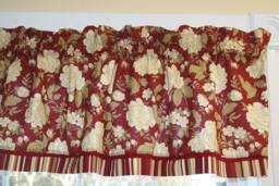 Dark Red Floral Valance 17x54 - Madison Avenue Curtain Custom Window Treatment Dressing Drapes Home D??cor Jobs - thumbnail 1