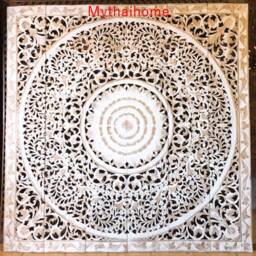 Large Teak Rustic Wood King Size Bed Bohemian Headboard Lotus Flower Mandala Wooden Hand Craved Carving Wall Art Panel Home Decor Thailand - thumbnail 3