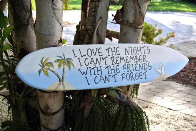 Surfboard Wall Decor, Best Friend Gift, Beach House Decor For Pool Deck, Tiki Bar Wooden Surfboard - image 1