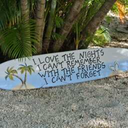 Surfboard Wall Decor, Best Friend Gift, Beach House Decor For Pool Deck, Tiki Bar Wooden Surfboard - thumbnail 2