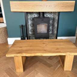 Handcrafted Solid Wood Coffee Table Live Edge Oak Finish, Waney Design - thumbnail 2