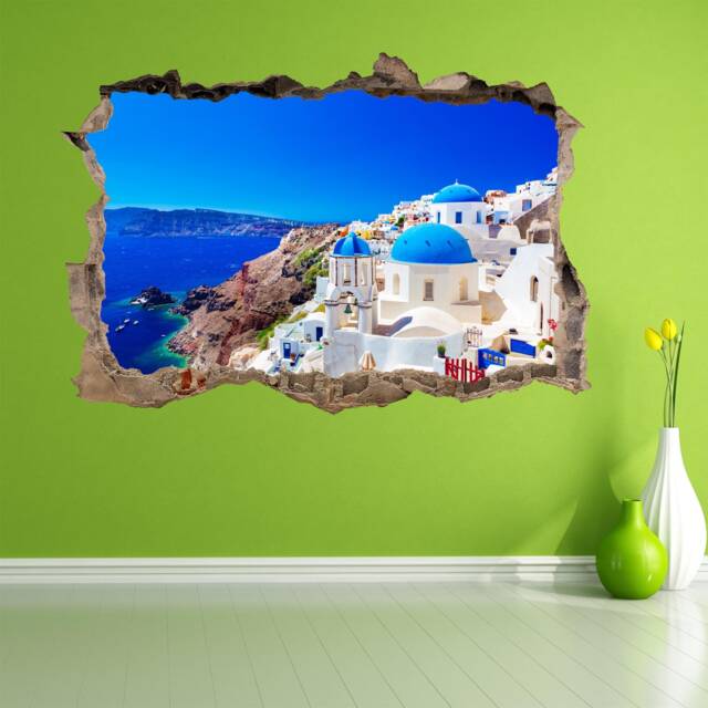 Santorini Island Traditional Houses Greece Wall Decal Sticker Mural Poster Print Art Home Office Decor Cv43
