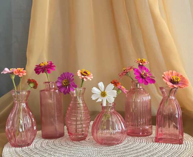 Light Pink Glass Bud Vases - Vintage-Inspired Mini Vases, Sold Individually - image 1