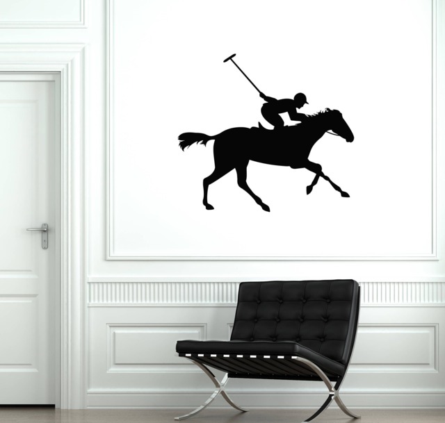Polo Player Vinyl Wall Decal Horseback Game Silhouette Horse Equestrian Sport Club Decor Stickers Mural - #2694Di - image 1