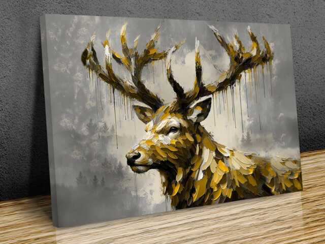 Scottish Stag, Scottish Landscape, Vibrant Colours Wall Art, Hangings , Home D??cor, Mounted Canvas Print Ready To Hang - image 1