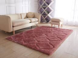 New Silky Soft Blush Rose Pink, Hand Tufted Trellis 3D Design Rug