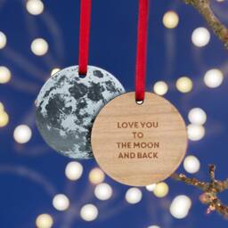 Full Moon Personalised Christmas Tree Decoration - Silver/Gold/Copper/Bronze. Add Any Name Or Message To The Back - thumbnail 3