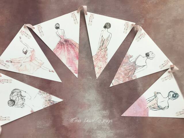 Ballerina Glitter Bunting , Pink Ballet Party Decor Paper Garland Kids Wall Art Lover Decorations, Nursery - image 1
