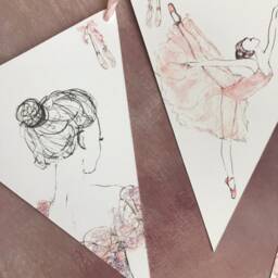 Ballerina Glitter Bunting , Pink Ballet Party Decor Paper Garland Kids Wall Art Lover Decorations, Nursery - thumbnail 3
