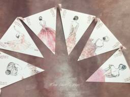 Ballerina Glitter Bunting , Pink Ballet Party Decor Paper Garland Kids Wall Art Lover Decorations, Nursery - thumbnail 1
