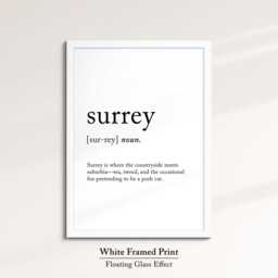 Surrey England Definition Dictionary Funny Quote Minimalist Framed Print & Canvas Wall Art Poster Home Decor Interior Gifts - thumbnail 3