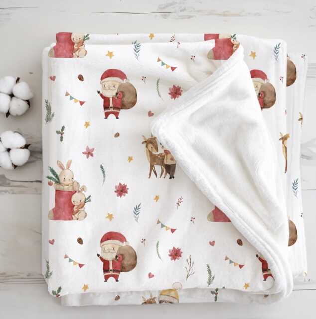 Christmas - Watercolour Santa, Sherpa Fleece Blanket, Decor, Kids Bedding, Blankets, Children's Room, Festive Blanket - image 1
