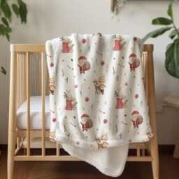 Christmas - Watercolour Santa, Sherpa Fleece Blanket, Decor, Kids Bedding, Blankets, Children's Room, Festive Blanket - thumbnail 2