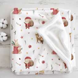 Christmas - Watercolour Santa, Sherpa Fleece Blanket, Decor, Kids Bedding, Blankets, Children's Room, Festive Blanket - thumbnail 1
