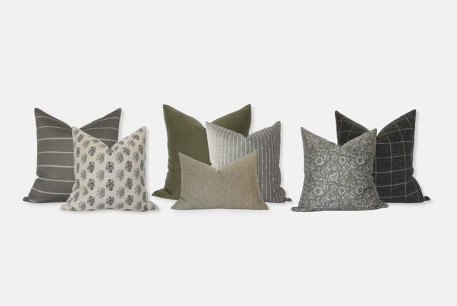 Sectional Sofa Pillow Covers, Neutral Combinations, Set For Sectional, Brown Cream Pillows, Couch Cushions -- Kea - image 1