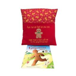 Gingerbread Man Reading Cushion Embroidered Book Pocket - thumbnail 3