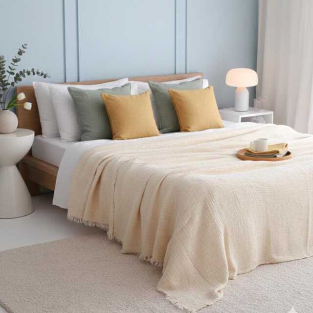 Lightweight Bedspread, Oversize King Blanket, Gauze Bed Cover, Soft Summer Blanket - image 1