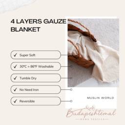 Lightweight Bedspread, Oversize King Blanket, Gauze Bed Cover, Soft Summer Blanket - thumbnail 3